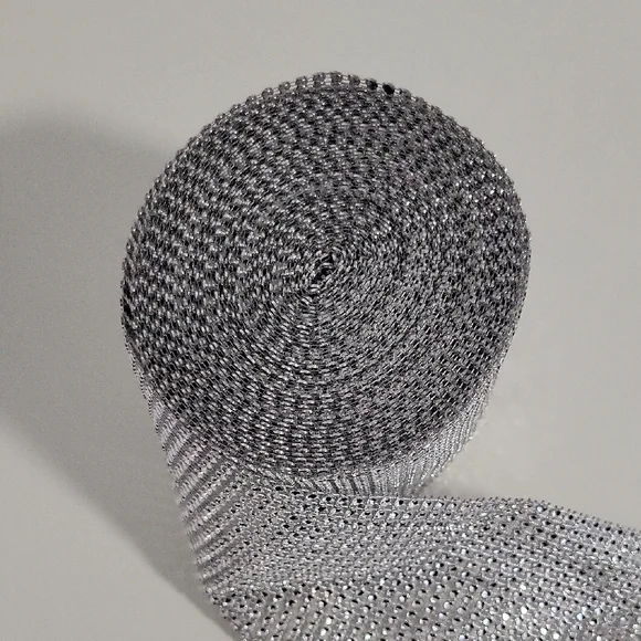 1x Silver Rhinestone Mesh Roll - Picture 4 of 4